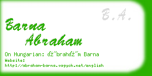 barna abraham business card